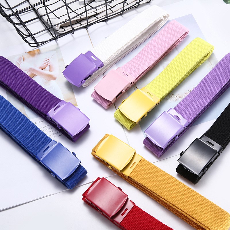 Thắt lưng nữ vải canvas bản nhỏ mặt vuông thời trang cao cấp sành điệu cá tính trẻ trung năng động TL05