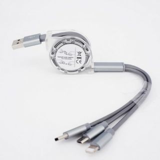 Dây xạc 3 đầu Lightning, Type C và Micro USB