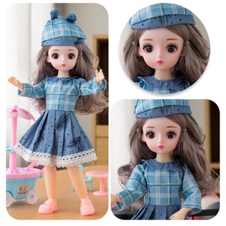 Búp Bê 30cm 22 Khớp Mắt 3D BJD 1/6 Trần Tặng Váy + Giày