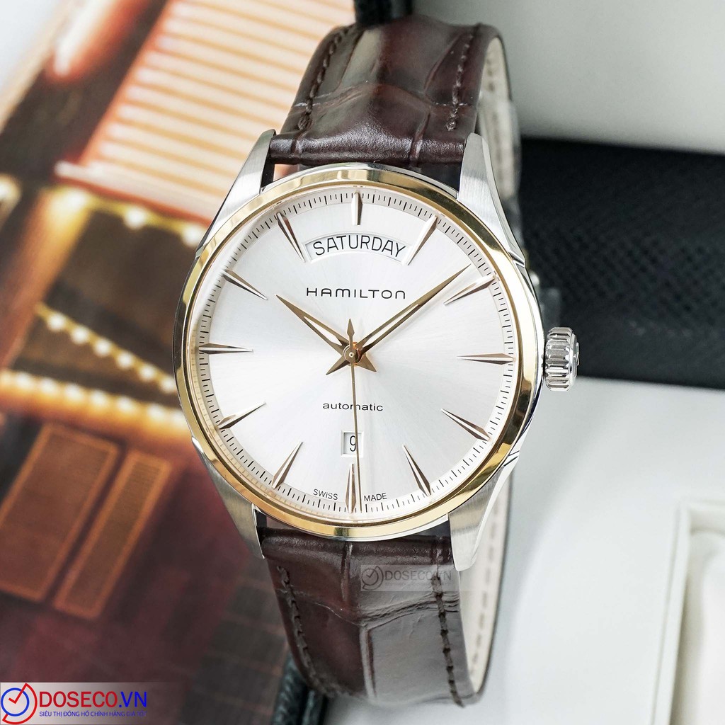 Đồng Hồ Nam Cơ Automatic Chính Hãng Hamilton Jazzmaster Day Date H42525551 Dây Da Cao Cấp Kính Sapphire Chống Nước Tốt