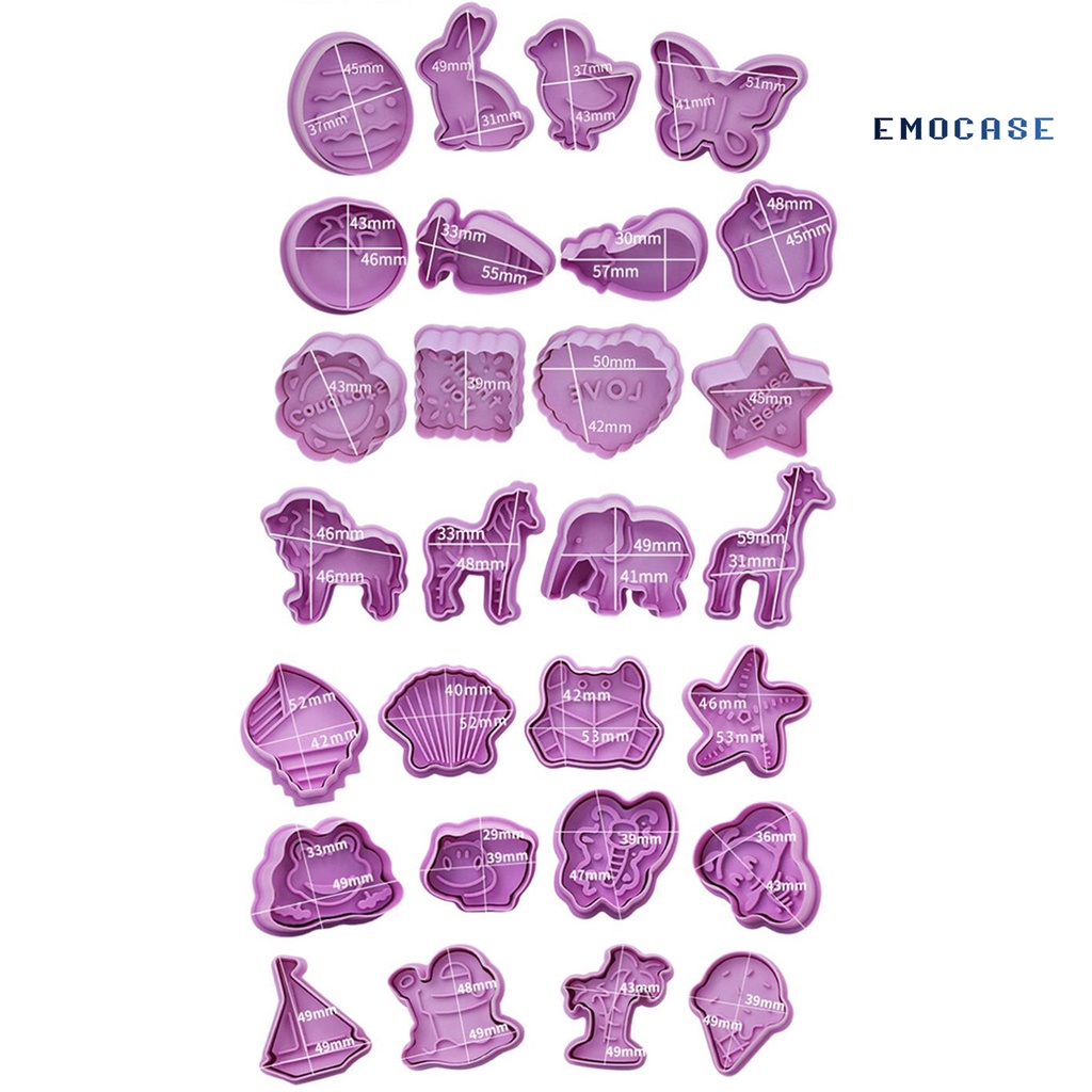 Set 4 Khuôn Nhấn Làm Bánh Quy Bằng Nhựa Không Dính Họa Tiết Hoạt Hình Cho Nhà Bếp