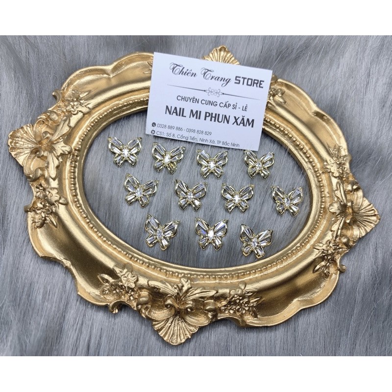 charm bướm pha lê gắn móng tay