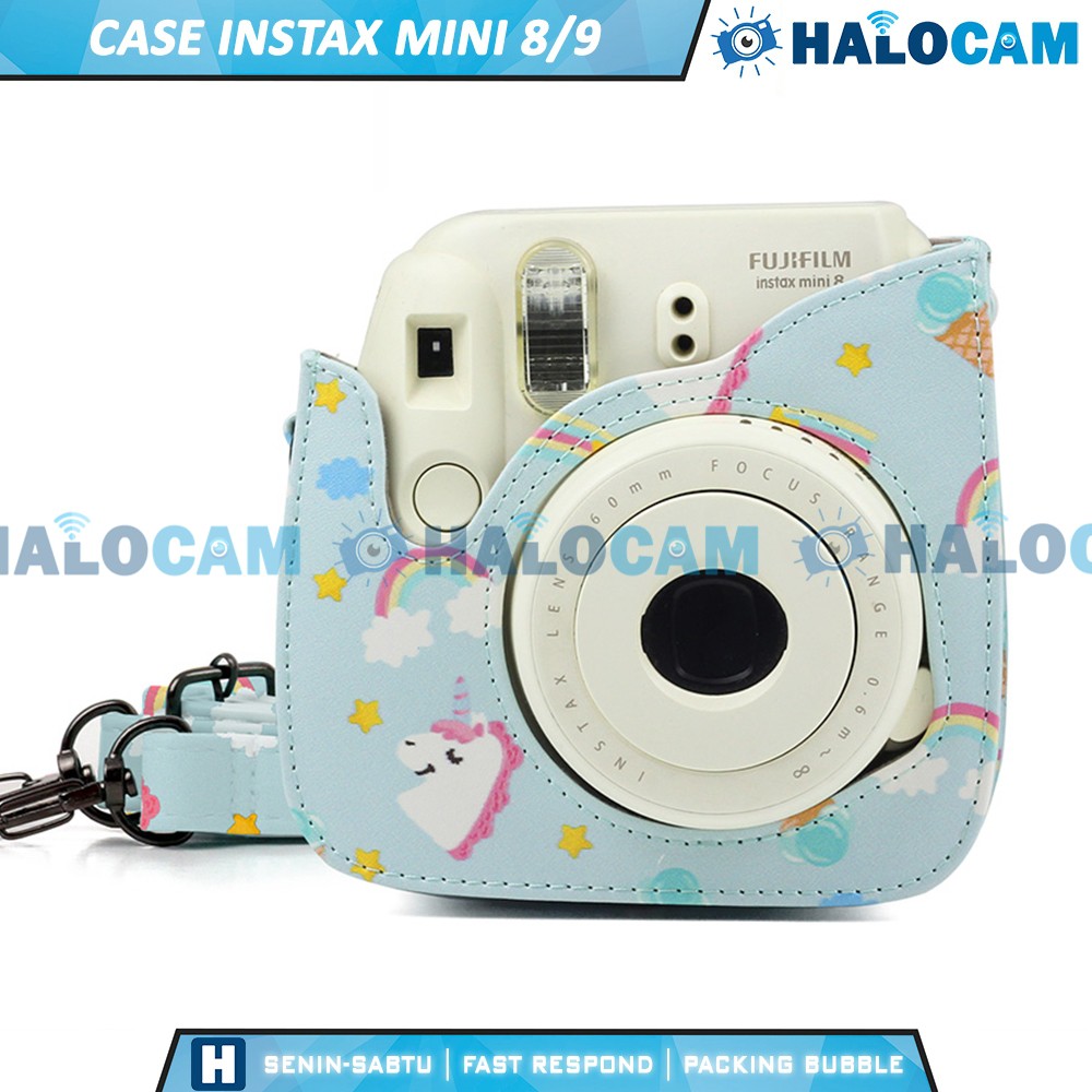 Túi Da Đựng Máy Ảnh Instax Mini 8 / 9 - Polaroid Hình Kỳ Lân Cầu Vồng Xinh Xắn