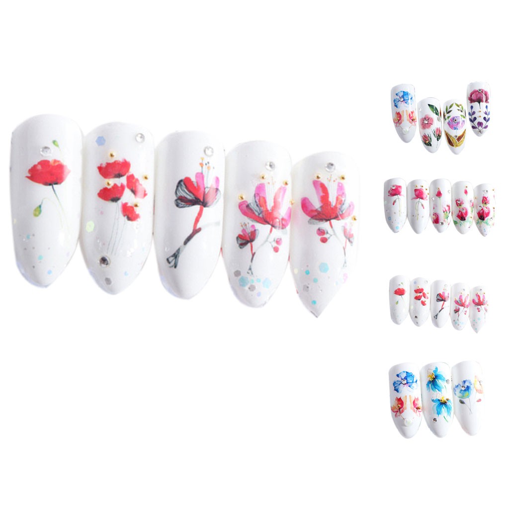 [Hàng mới về] Miếng dán trang trí móng tay hình bông hoa nhiều màu xinh xắn