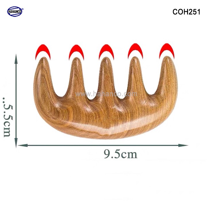 Lược gỗ thơm 5 răng massa đầu giúp lưu thông máu đả thông kinh mạch (Size: S -10cm) rất tốt cho sức khỏe (COH251)HAHANCO