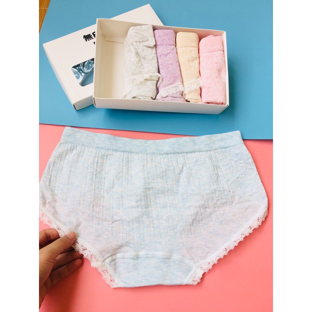 Hộp 5 quần lót nữ MUJI cực xinh chất cotton viền ren HÀNG TỐT | BigBuy360 - bigbuy360.vn
