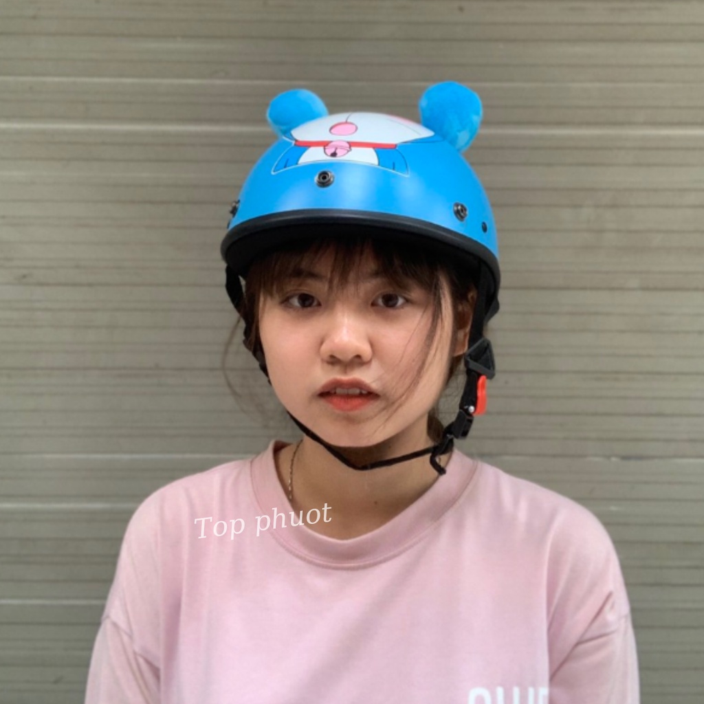Mũ bảo hiểm hình gấu nâu có tai ,Picachu tai cute kèm kính thời trang ngộ nghĩnh đáng yêu
