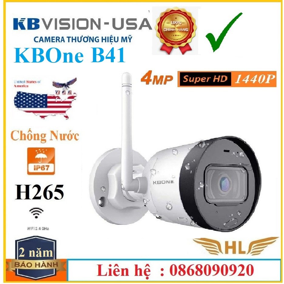 Camera Wifi KBone KN-B21F Siêu Nét Ngoài Trời Có Màu Đêm Full HD 1080P, Kbone B21 2Mp , Kbone B41 4Mp -Hàng Chính Hãng