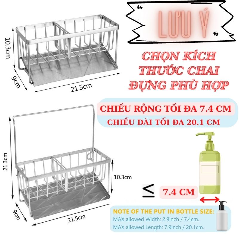Kệ đựng dụng cụ đồ rửa chén Inox 304 kèm đĩa dốc 45 độ thoát nước tiện lợi