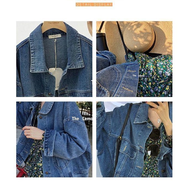 [Spot] Áo Khoác denim Xanh Dương Dáng Rộng Phong Cách Hàn Quốc Hồng Kông Cổ Điển 2022 Dễ Phối Đồ