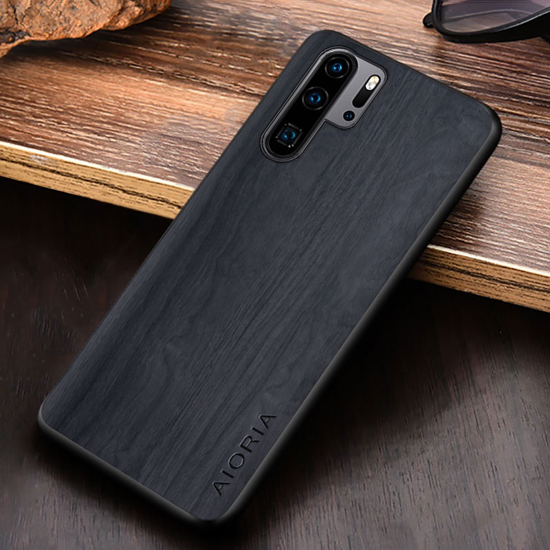 Ốp Bao Da Điện Thoại pu Họa Tiết Vân Gỗ Cho huawei p30 pro lite