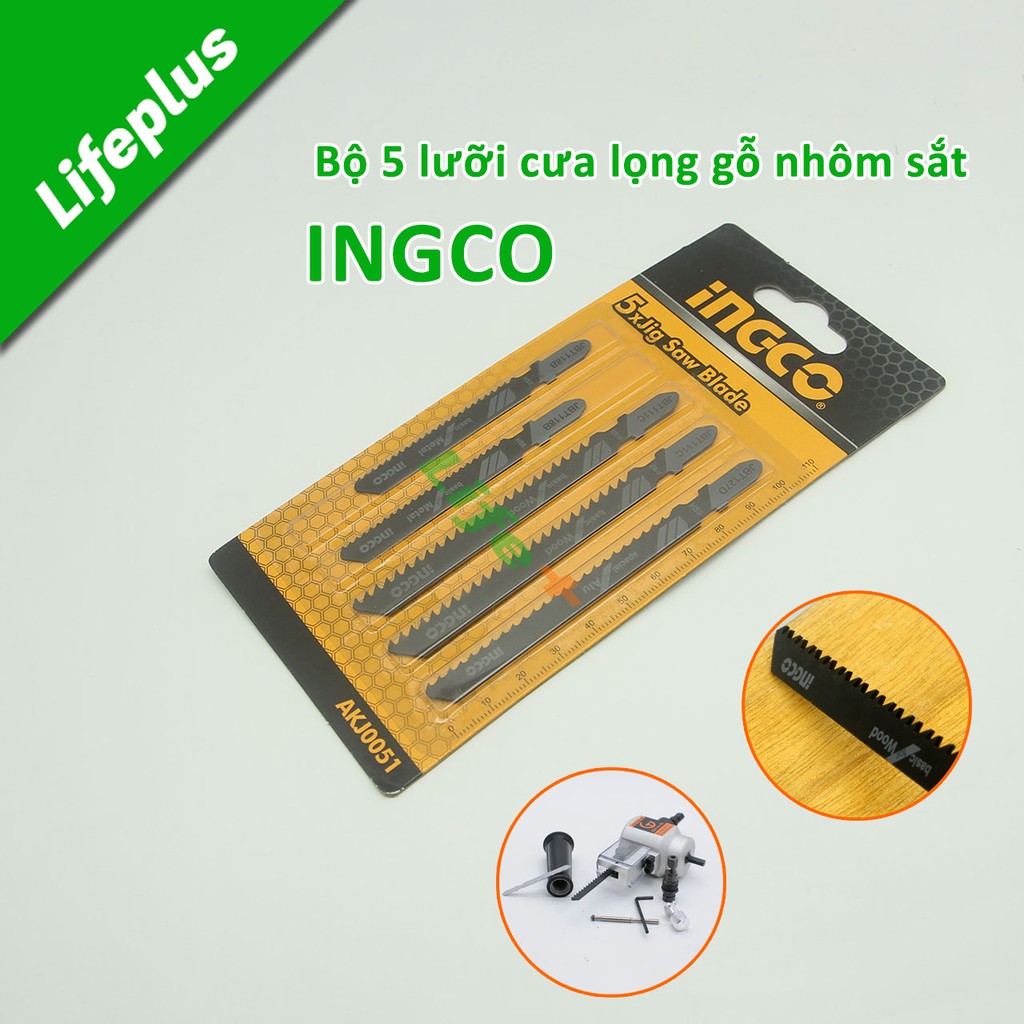 Bộ 5 lưỡi cưa lọng gỗ, nhôm, sắt nhiều kích cỡ INGCO AKJ0051