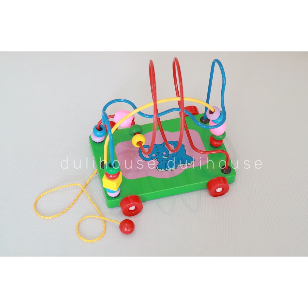Đồ chơi gỗ xe luồn hạt loại nhỏ Winwintoys Giúp bé nhận biết màu sắc, kích thích ham học hỏi