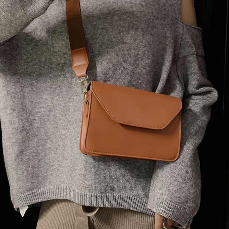 Túi Xách Da Đeo Chéo Màu Trơn Thời Trang Dành Cho Nữ