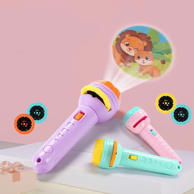 Đèn chiếu hình lên tường cho bé giá tốt với 3 đĩa chiếu gồm 24 hình kích thích thị giác tư duy khám phá cho các bé