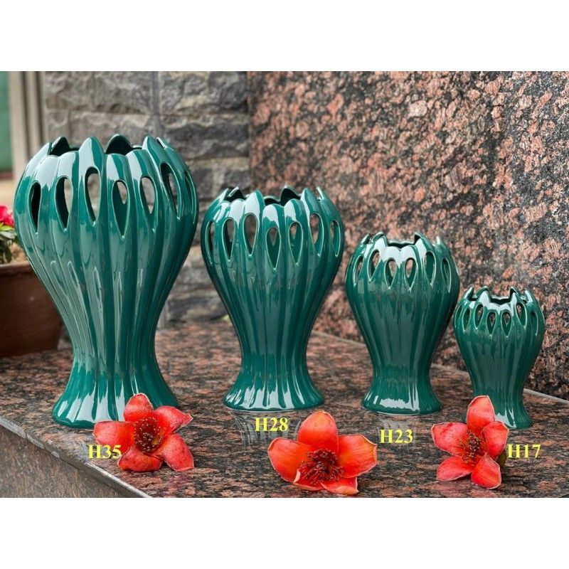 Lọ Bàn Tay Phật Vẽ Sen Tam Thái _ Bình Bông Gốm Sứ Chuẩn Bát Tràng