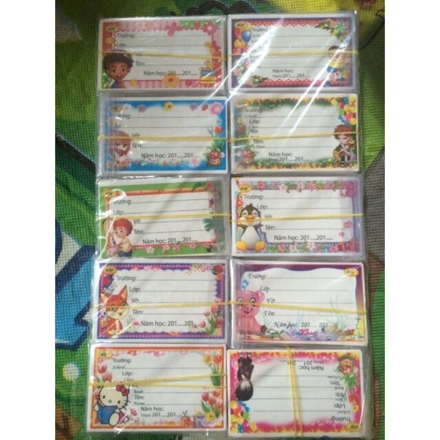 Set 10 nhãn vở có keo dín