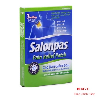 Cao dán Salonpas 3 miếng - Pain relief patch ( Kéo và co giãn )