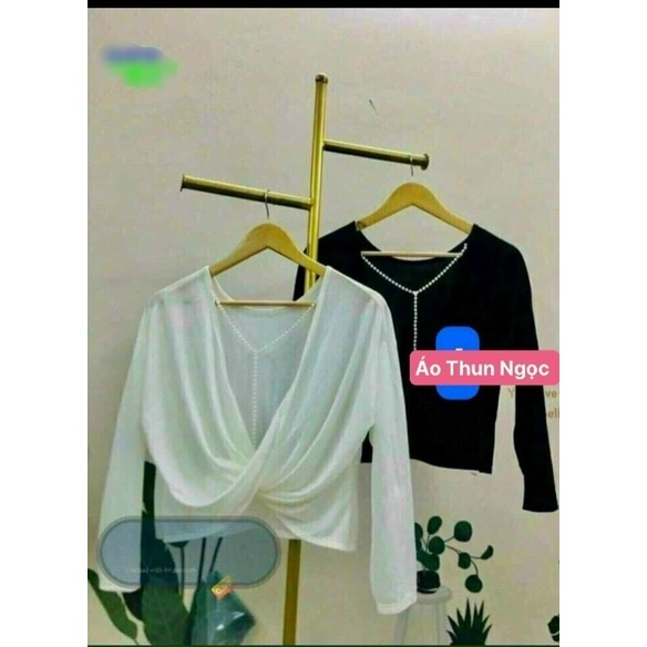 Áo thun xoắn sau phối dây ngọc xịn sò, chất thun cotton mềm mịn, mát