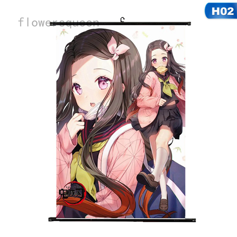 flowersqueen Tấm Áp Phích Treo Tường Trang Trí Nội Thất Hình Anime Xinh Xắn