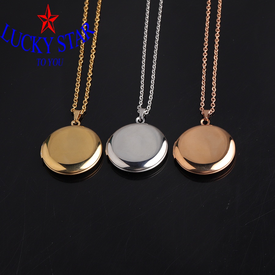 Dây chuyền inox hình tròn đóng mở chứa ảnh độc đáo