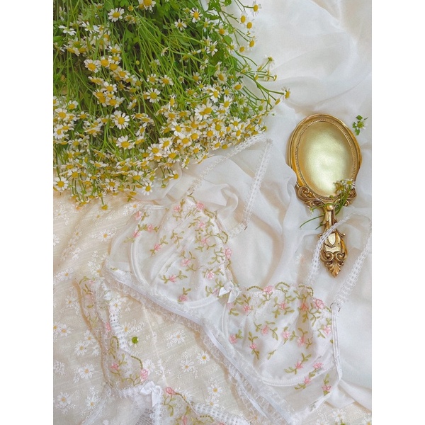 Set bra hoa nhí thêu