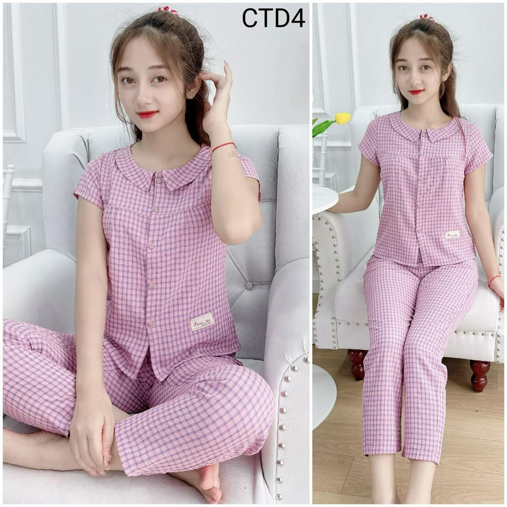 (BunnySky) Đồ bộ mặc nhà, đồ bộ mặc nhà thô hàn thiết kế cổ nhọn đơn giản mà đẹp