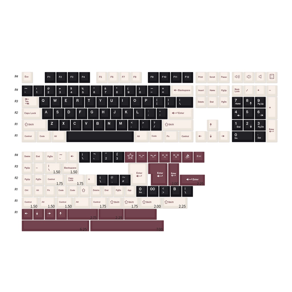 173 Phím Roman Keycaps Cherry Profile ABS Double Shot Bàn phím cơ Keycap