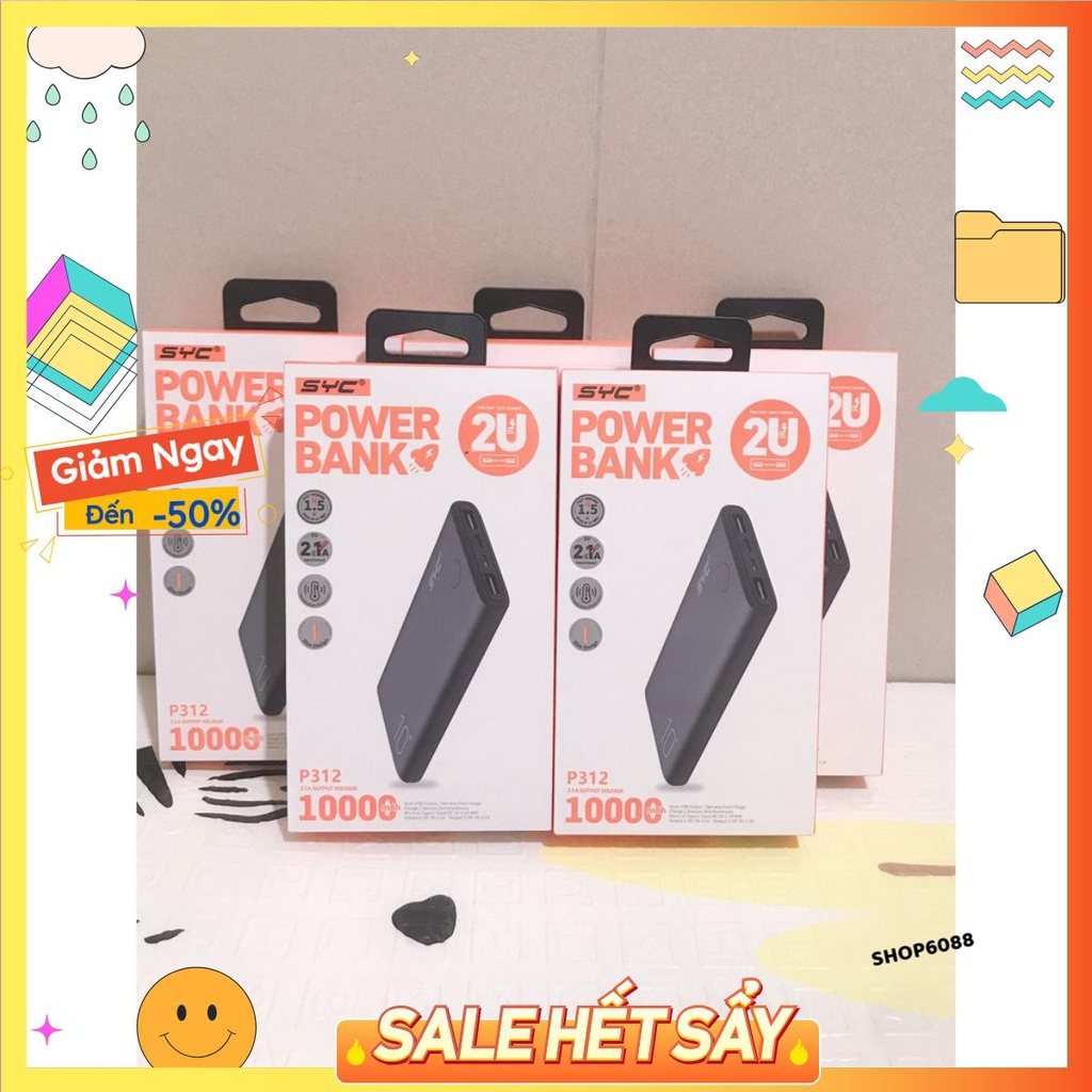 Sạc pin dự phòng power 10000mah syc hàng cao cấp chính hãng 100%