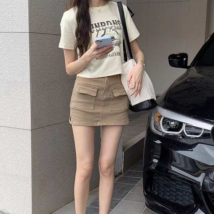 ❖Áo Thun Ngắn Lưng Cao Dáng Ôm Dễ Phối Đồ Thời Trang Cho Nữ