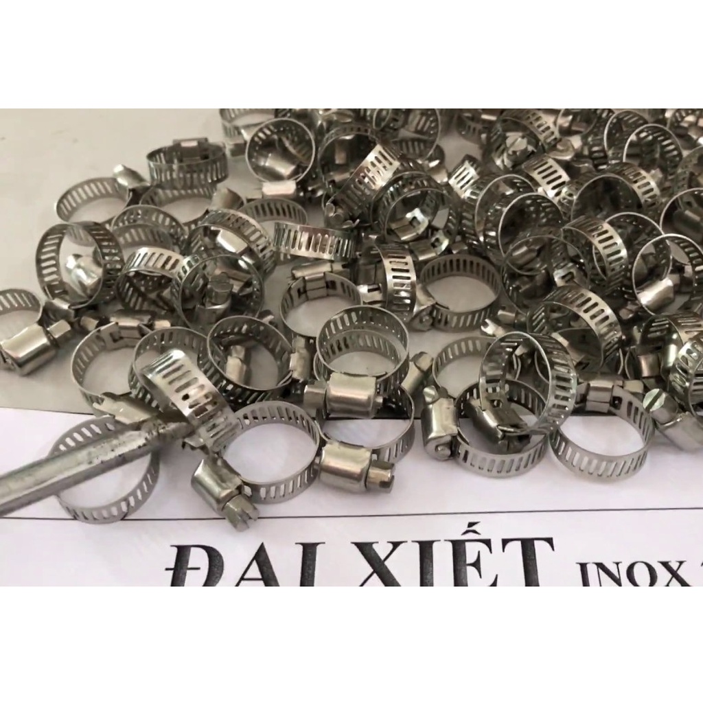 Cổ dê inox – đai xiếc ống- cùm cổ dê đủ size: 12mm, 16mm, 20mm, 27mm, 34mm, 42mm, 50mm, 60mm, 75mm, 90mm, 114mm, 140mm