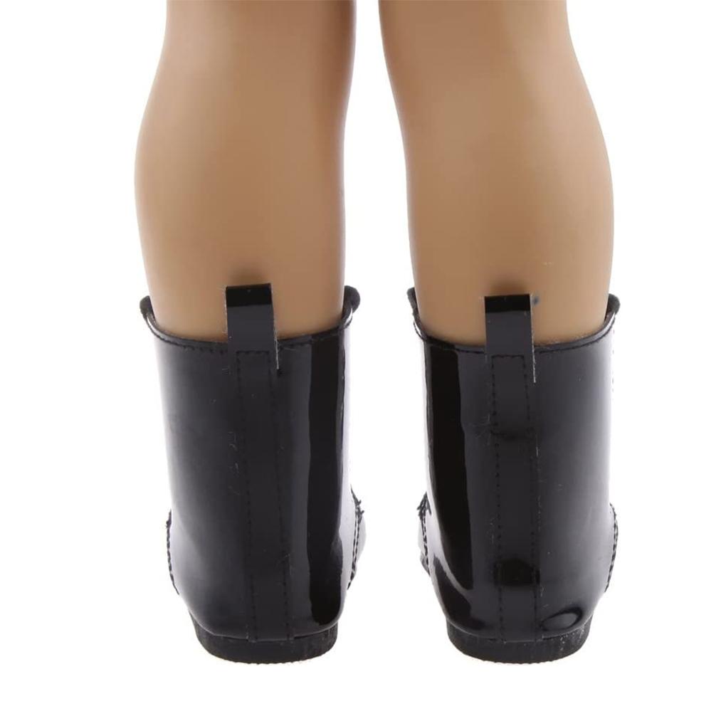 1 Đôi Giày Da PU Màu Đen Dành Cho Búp Bê Kích Thước 18 Inch