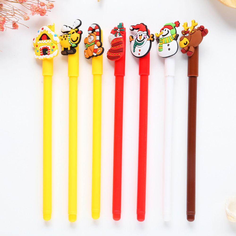 Set 4 Bút Mực Gel Màu Sắc Ngẫu Nhiên Họa Tiết Ông Già Noel / Người Tuyết Giáng Sinh