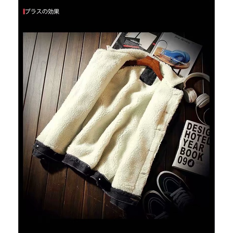 Hàng loại 1 - Áo khoác jean lót lông cừu phong cách retro phong cach hip hop