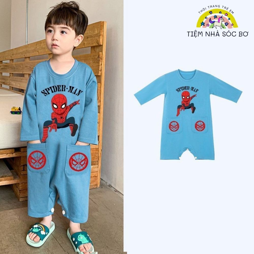 Bộ đồ ngủ dài tay cho bé trai chất cotton co giãn mềm mịn