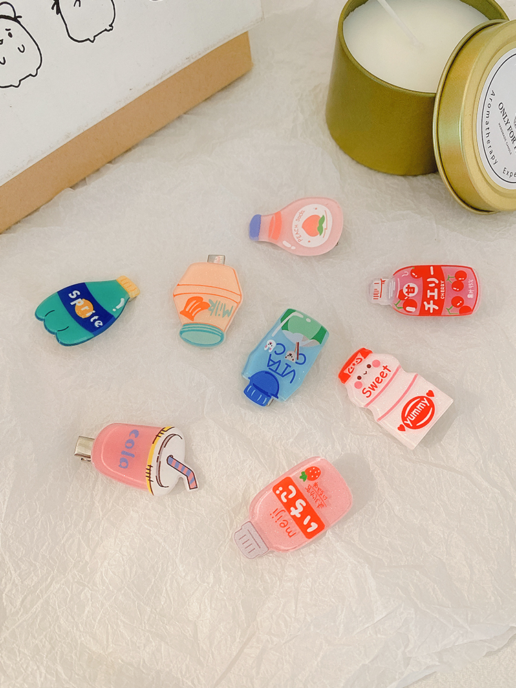 Kẹp tóc hình chai nước hoạt họa nhiều kiểu tùy chọn đáng yêu