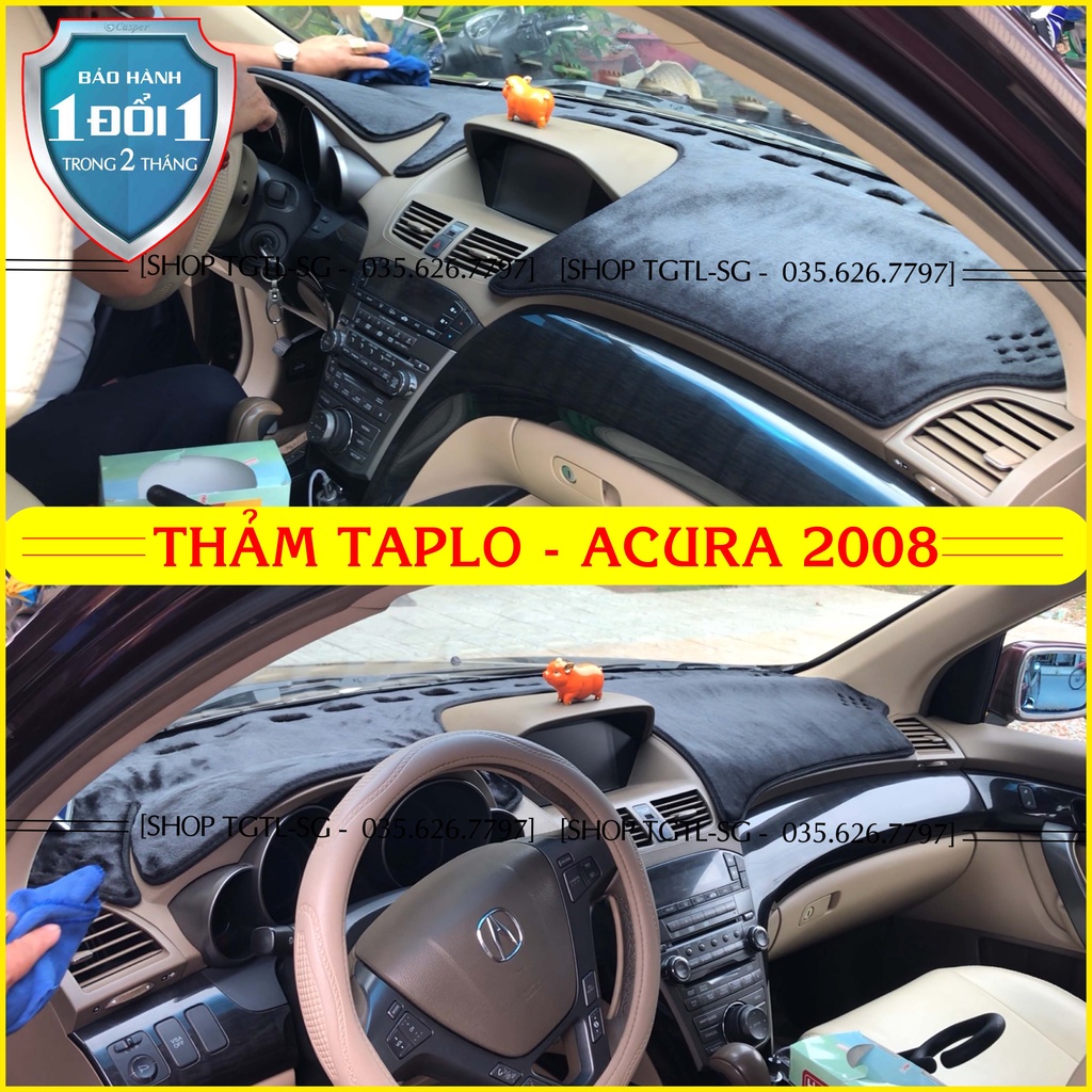 [Acura MDX đời 2008] Thảm taplo ô tô loại da vân gỗ,da cacbon,da nỉ đen và nhung lông cừu chống nắng dày 3 lớp
