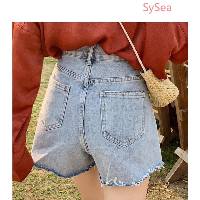 Quần Short Denim Thiết Kế Xẻ Rách Thời Trang Mùa Hè Cá Tính Cho Nữ