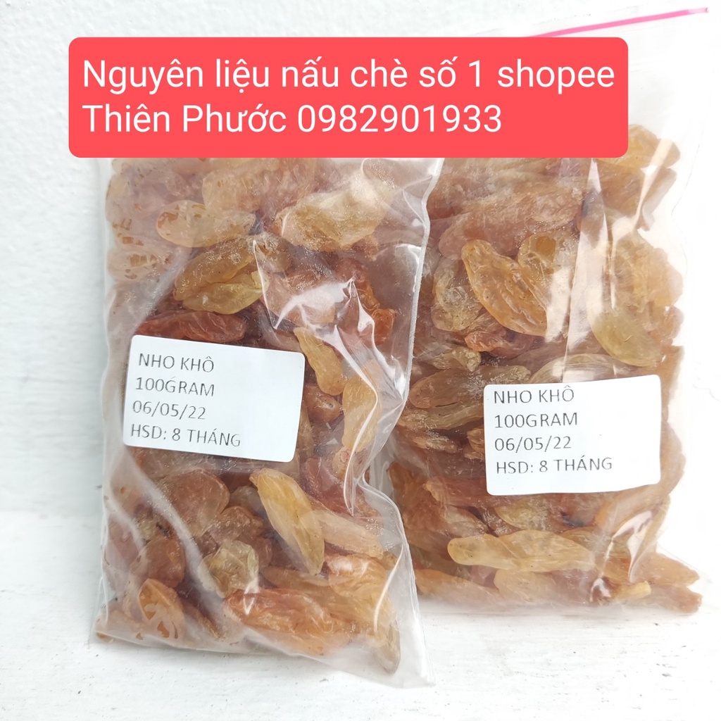 100g nho khô loại ngon làm bánh bông lan, topping món chè - kem