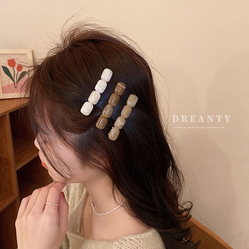 Kẹp Tóc Màu Cà Phê Thiết Kế Hình Học Đơn Giản Phong Cách Hàn Quốc Cổ Điển Thời Trang Mới Cho Nữ