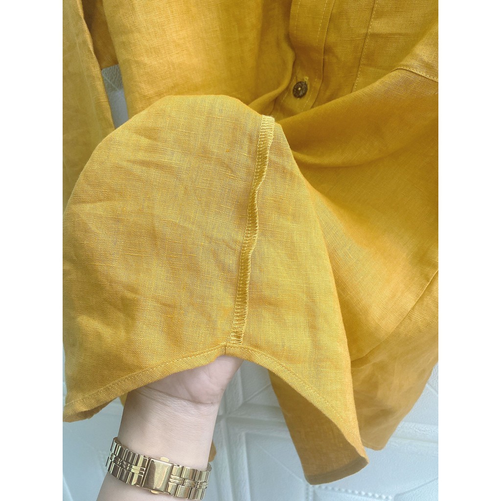 JUNE LINEN A02 - Áo sơ mi tay dài Linen Tưng Premium. Fullsize. Hình thật.