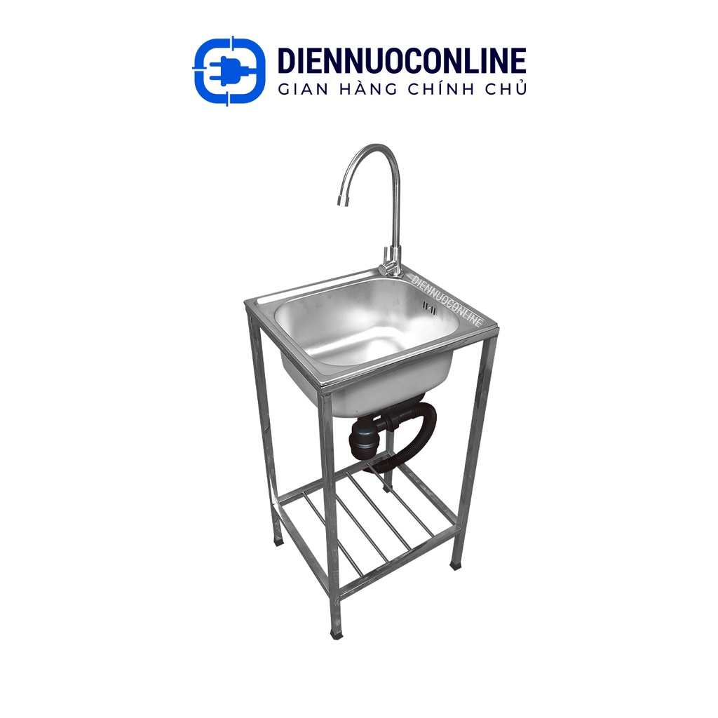 Chậu rửa chén 1 hộc inox kích thước 42x37cm kèm bộ xả nước