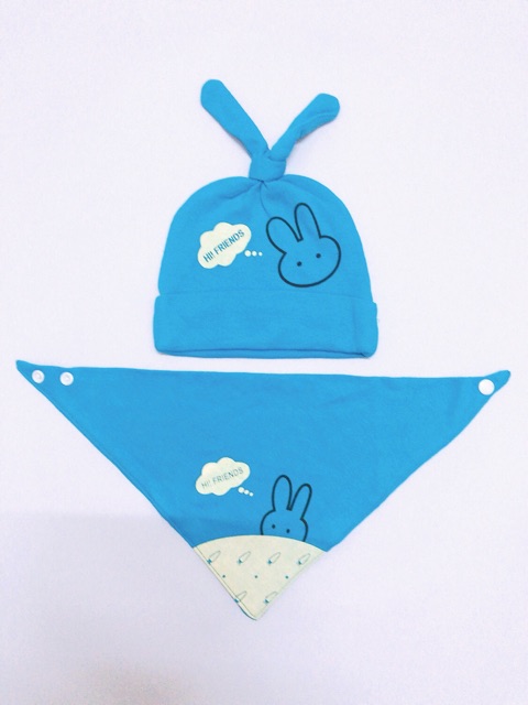 SET KHĂN + MŨ 100% COTTON CHO BÉ TỪ 3TH - 3T(1)