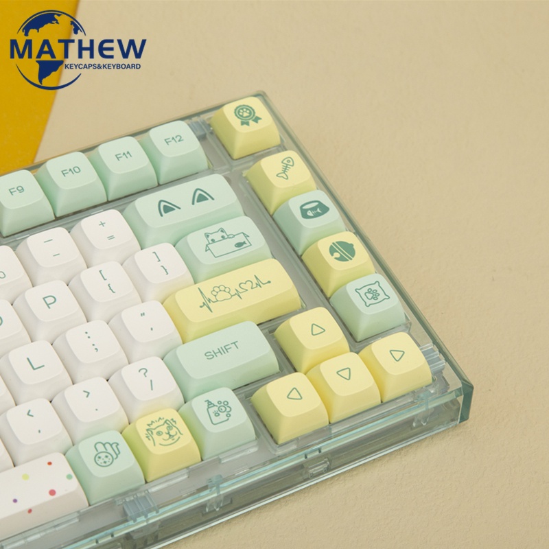 Weird cat keycaps XDA profile Dye-Sublimation PBT keycap Nắp Phím PBT Hình Mèo Sáng Tạo 131 Phím