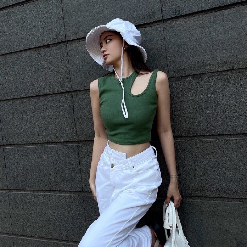 Áo croptop nữ sát nách khoét vai cotton A212