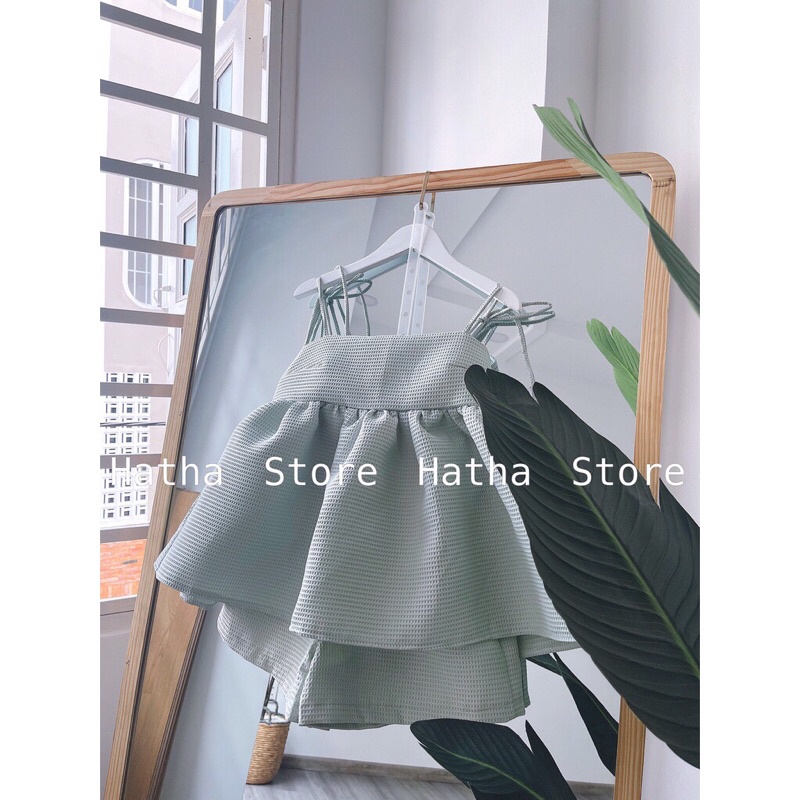 Set áo hai dây màu xanh xốp