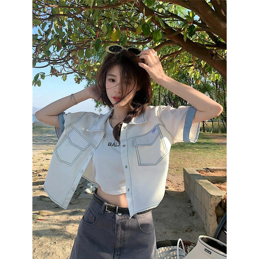 「 WELOVE1 」Áo Thun Polo Ngắn Tay Dáng Rộng Nhiều Màu Sắc Thời Trang Mùa Hè Phong Cách Hàn Quốc Dành Cho Nữ
