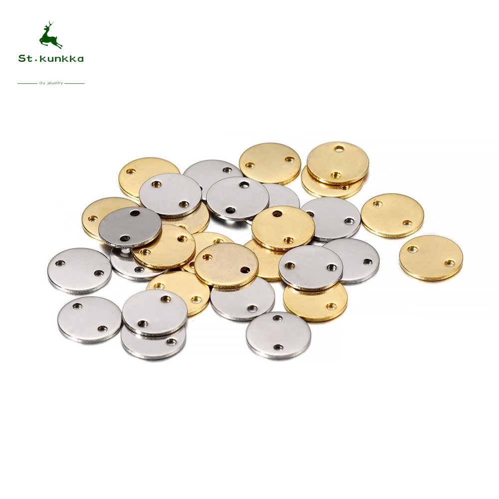 Mặt dây chuyền ST.KUNKKA hình vuông/tròn bằng thép không gỉ làm đồ DIY