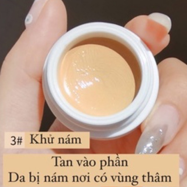 Hũ kem che khuyết điểm đủ tone màu  Sáng -trắng nhất  Trung bình- màu da vàng  Tối lạnh- màu da tái