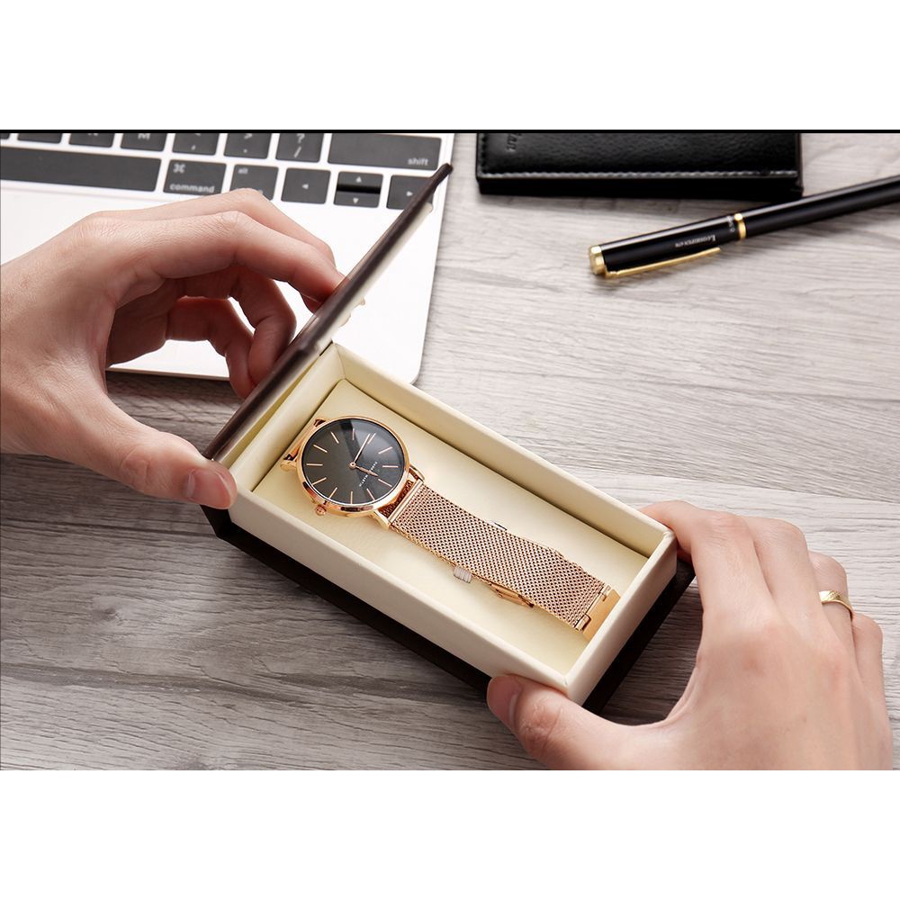 Đồng hồ nữ siêu mỏng HANNAH MARTIN CH36W máy Nhật cao cấp dây thép sang trọng cá tính